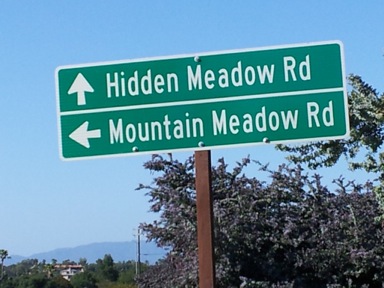 A sign in Hidden Meadows